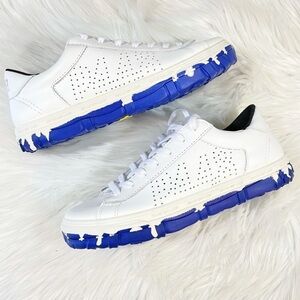 P448 C.S.L. Sneakers Women 10.5 White Blue Leather Low‎ Top Lace Up Surf Later